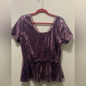FOREVER 21 (plus) Silver sequin peplum blouse